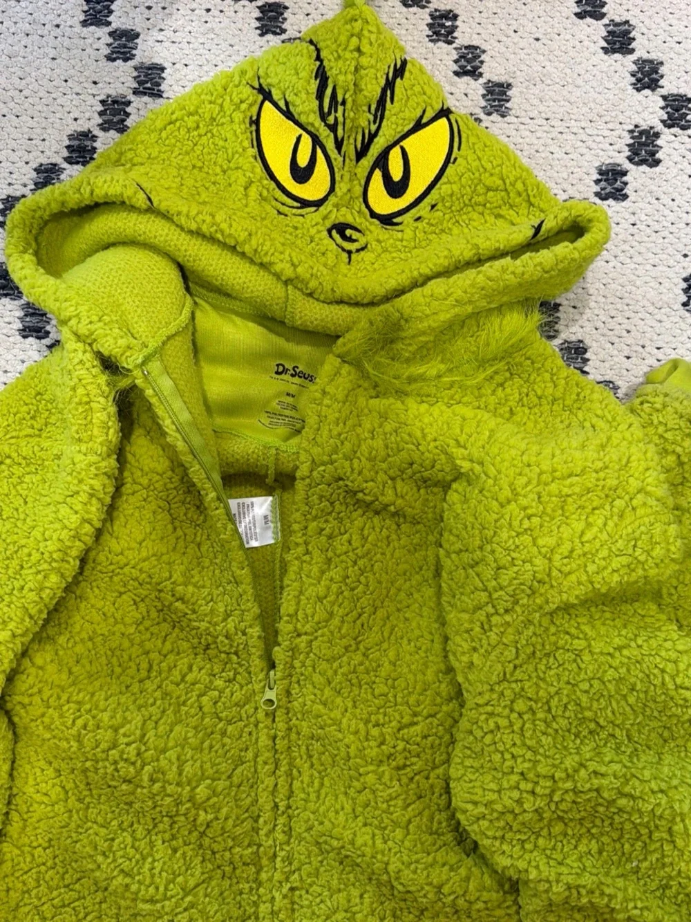 Plush Lime Green Cat Hoodie with Character Face